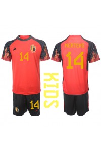 Fotbalové Dres Belgie Dries Mertens #14 Dětské Domácí Oblečení MS 2022 Krátký Rukáv (+ trenýrky)
